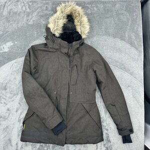 Lole Dark Brown Ski Jacket with Faux Fur Trim